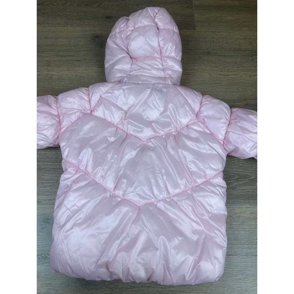 Nike Girls Pink Puffer Jacket Fleece Lined Hooded Winter Coat Size 6 5-6 Yrs